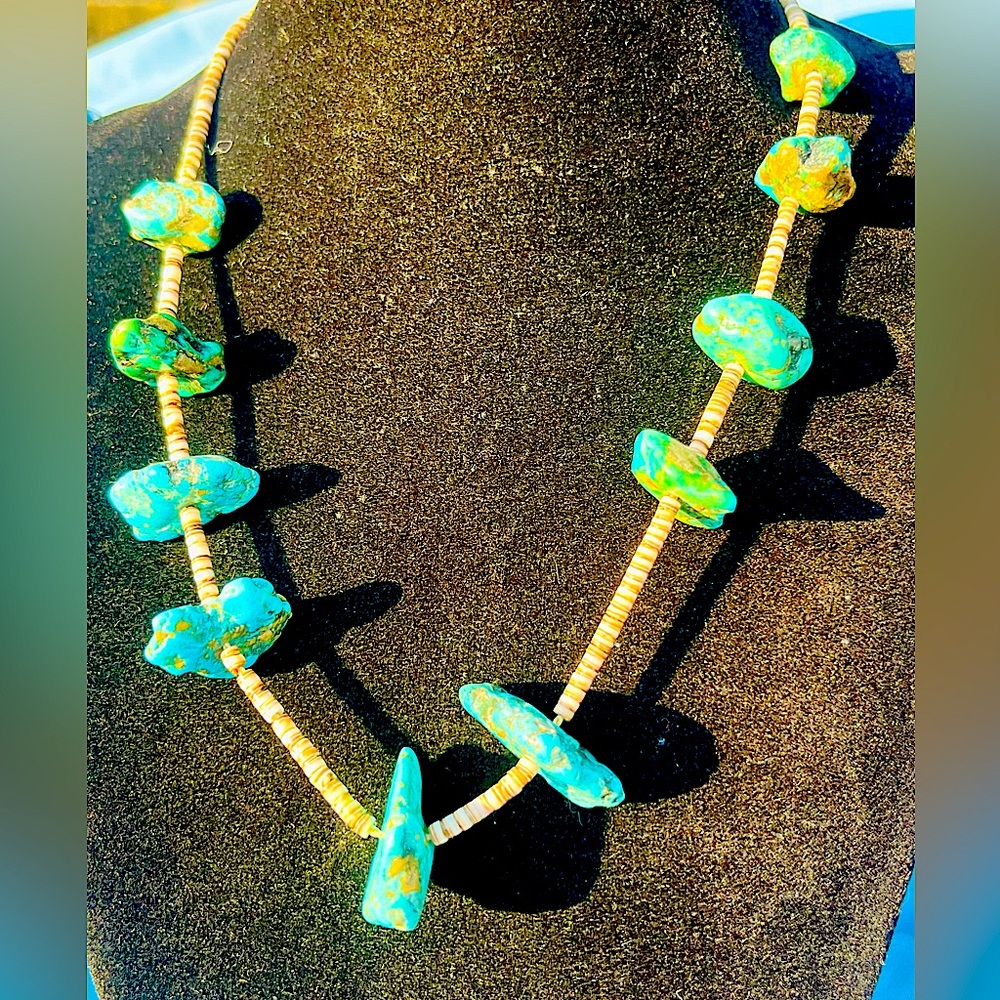 Turquoise and Puca shells vintage 70s